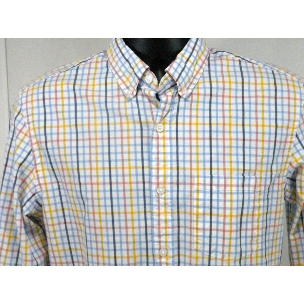 J Crew Shirt Mens M Flex Washed Slim Fit Graph Plaid Button Down Long Sleeve Ivy